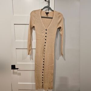 Forever 21 Cream Long Sleeve Knit Dress